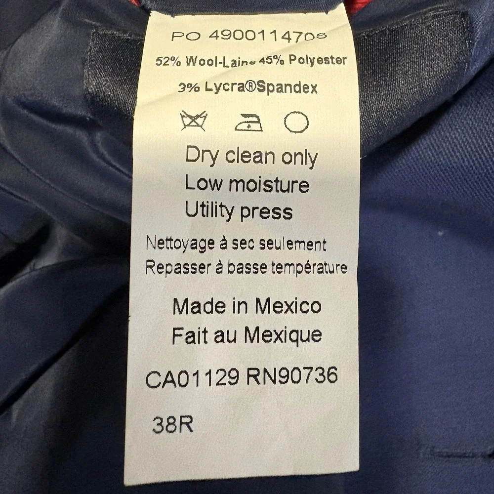 Tommy Hilfiger Sport Coat 38R Blue Wool‎ Blend Performance Stretch Modern Blazer